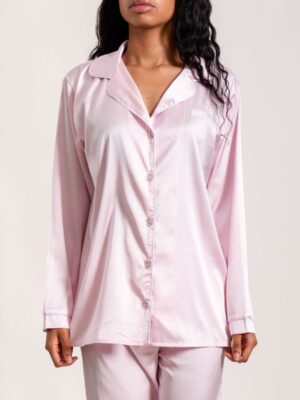 houh pyjamas chemise pyjama femme satin rose clair