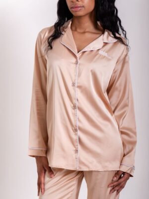houh pyjamas chemise pyjama femme satin beige